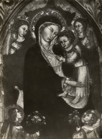 Anonimo — Maestro del 1399 (Giovanni di Tano Fei) - sec. XIV/ XV - Madonna con Bambino in trono — particolare